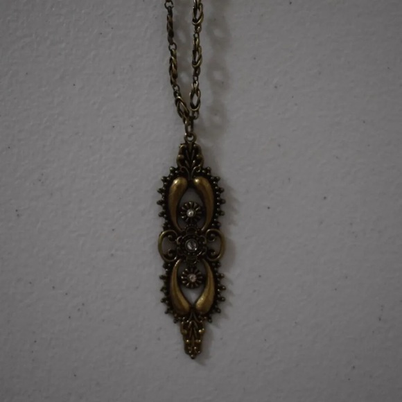 Vintage Old Gold Brown Looking Necklace With Matching Earrings Pretty - Picture 5 of 12